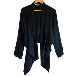 Bryn Walker linen waterfall front open cardigan in black S excellent condition